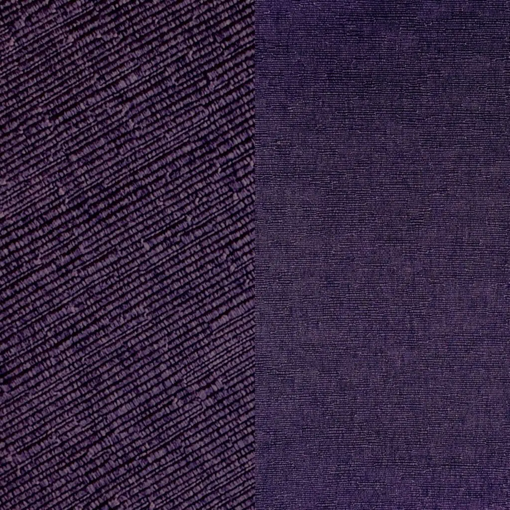 Textured deep purple tablecloth, dinner napkin, and runner.