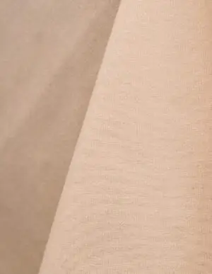 Beige cotton tablecloth and dinner napkin.