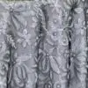 Black white and silver sequin sheer floral print tablecloth.