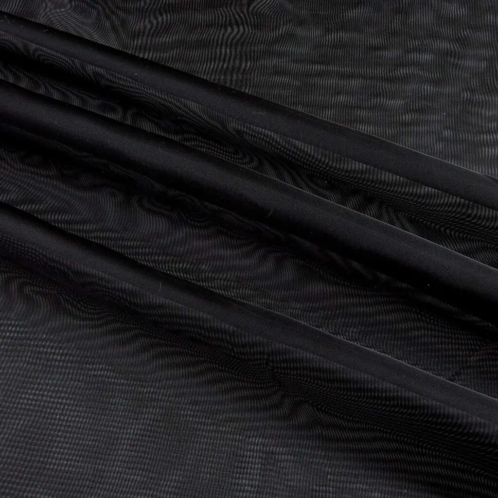Black sheer voile tablecloth and runner.