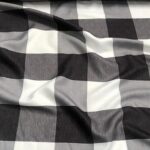 Black and white gingham tablecloth.