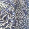 Periwinkle blue leaf print tablecloth and runner.