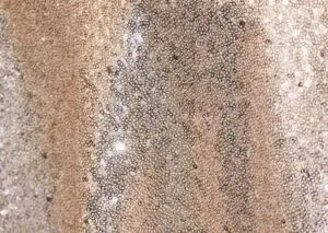 Glitzy champagne sequin tablecloth and runner.