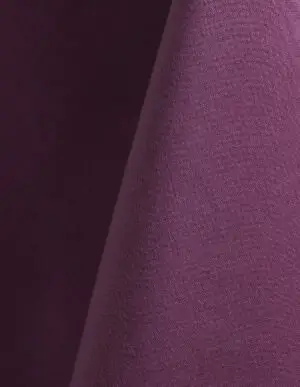 Claret purple polyester tablecloth, runner, sash, and dinner napkin.