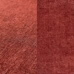 Rich terracotta tablecloth, runner, and dinner napkin.