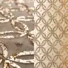 Sheer gold sequin print tablecloth and runner.
