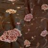 Brown and gold embroidered tablecloth.