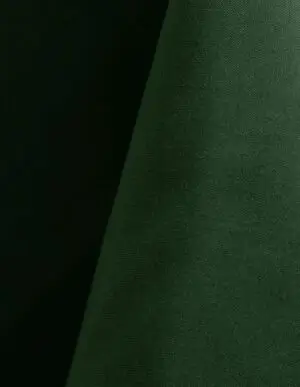 Forest green polyester tablecloth, runner, sash, and dinner napkin.