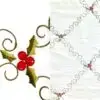 Ivory holly berry print tablecloth and runner.