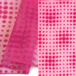 Hot pink sheer polka dot tablecloth and runner.