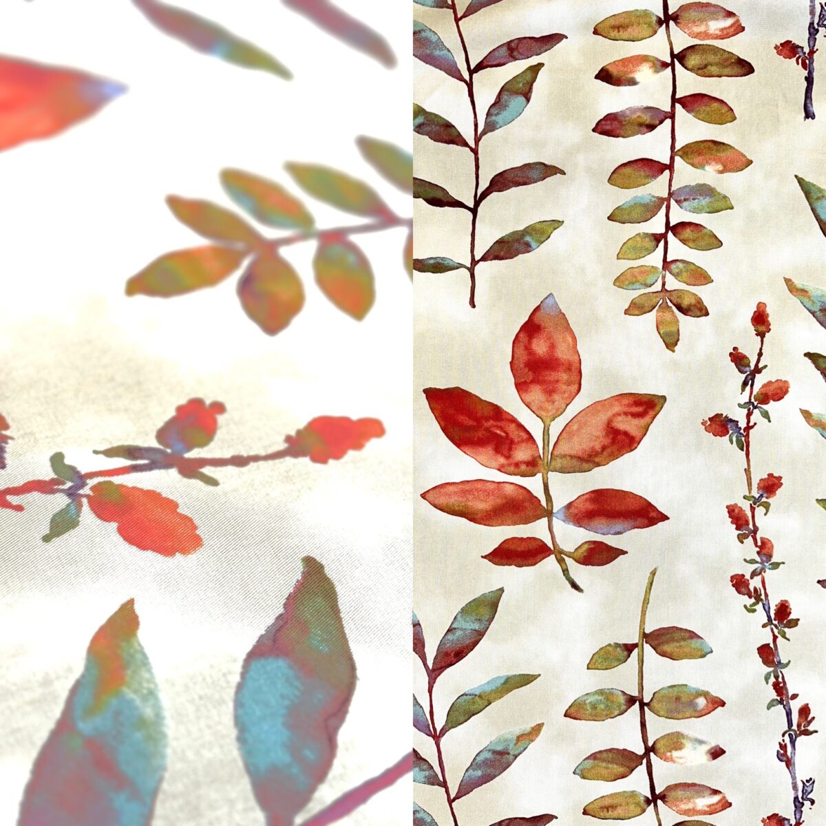 Autumnal floral print tablecloth.