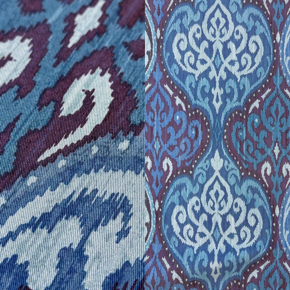 Blue Ikat tablecloth and runner.