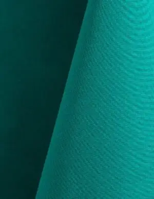 Jade green polyester tablecloth, runner, sash, and dinner napkin.