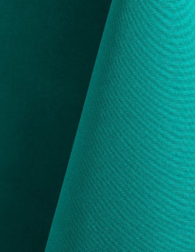 Jade green polyester tablecloth, runner, sash, and dinner napkin.