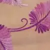 Lilac, lavender, and royal purple feather print sheer tablecloth and runner.
