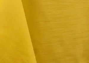 Lemon yellow majestic dupioni tablecloth, runner, sash, and dinner napkin.