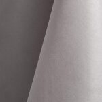 Light gray polyester tablecloth, runner, sash, and dinner napkin.