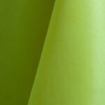 Lime green polyester tablecloth, runner, sash, and dinner napkin.
