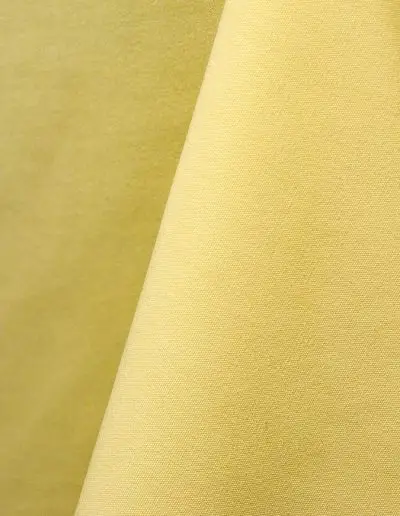 Pale yellow cotton tablecloth and dinner napkin.