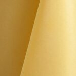 Pale yellow polyester tablecloth, runner, sash, and dinner napkin.