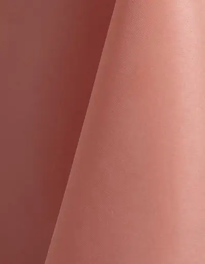 Mauve pink polyester tablecloth, runner, sash, and dinner napkin.