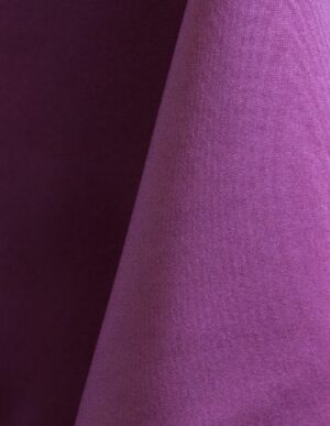 Plum purple polyester tablecloth, runner, sash, and dinner napkin.