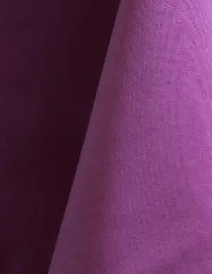Plum purple polyester tablecloth, runner, sash, and dinner napkin.