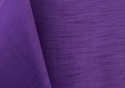 Purple majestic dupioni tablecloth, runner, sash, and dinner napkin.
