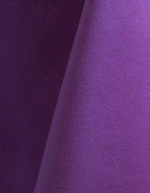 Purple polyester tablecloth, runner, sash, and dinner napkin.