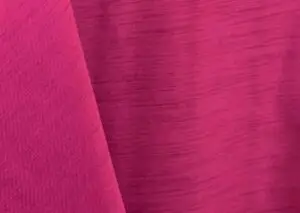 Raspberry pink majestic dupioni tablecloth, runner, sash, and dinner napkin.