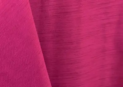 Raspberry pink majestic dupioni tablecloth, runner, sash, and dinner napkin.