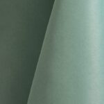 Seamist green polyester tablecloth, runner, sash, and dinner napkin.