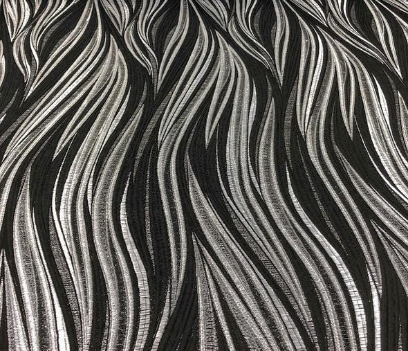 Black and silver glitzy abstract print tablecloth.