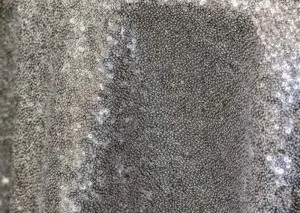 Glitzy silver sequin tablecloth and runner.