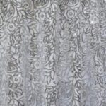 Silver sequin leaf print sheer tablecloth and runner.