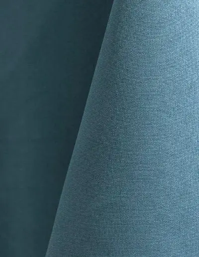 Slate grey polyester tablecloth, runner, sash, and dinner napkin.
