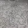 Silver squiggle sequin abstract sheer tablecloth and runner.