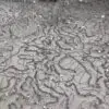 Silver squiggle sequin abstract sheer tablecloth and runner.
