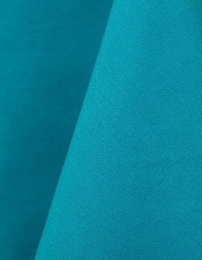Turqouise blue cotton tablecloth and dinner napkin.