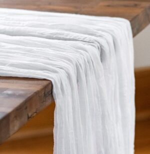 White bohemian gauzy runner.