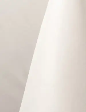 White polyester tablecloth, runner, sash, and dinner napkin.