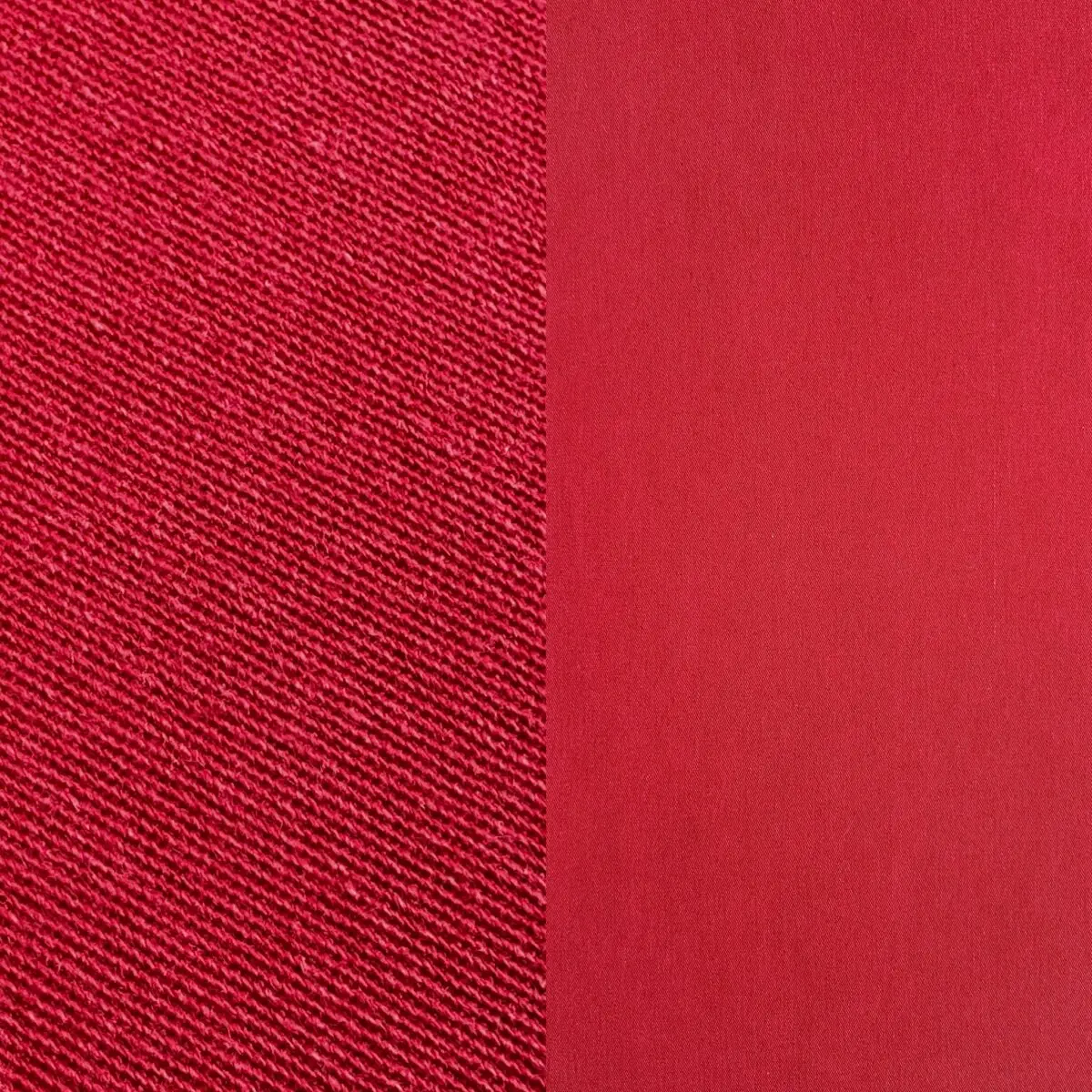 Deep red cotton tablecloth and cocktail napkin.
