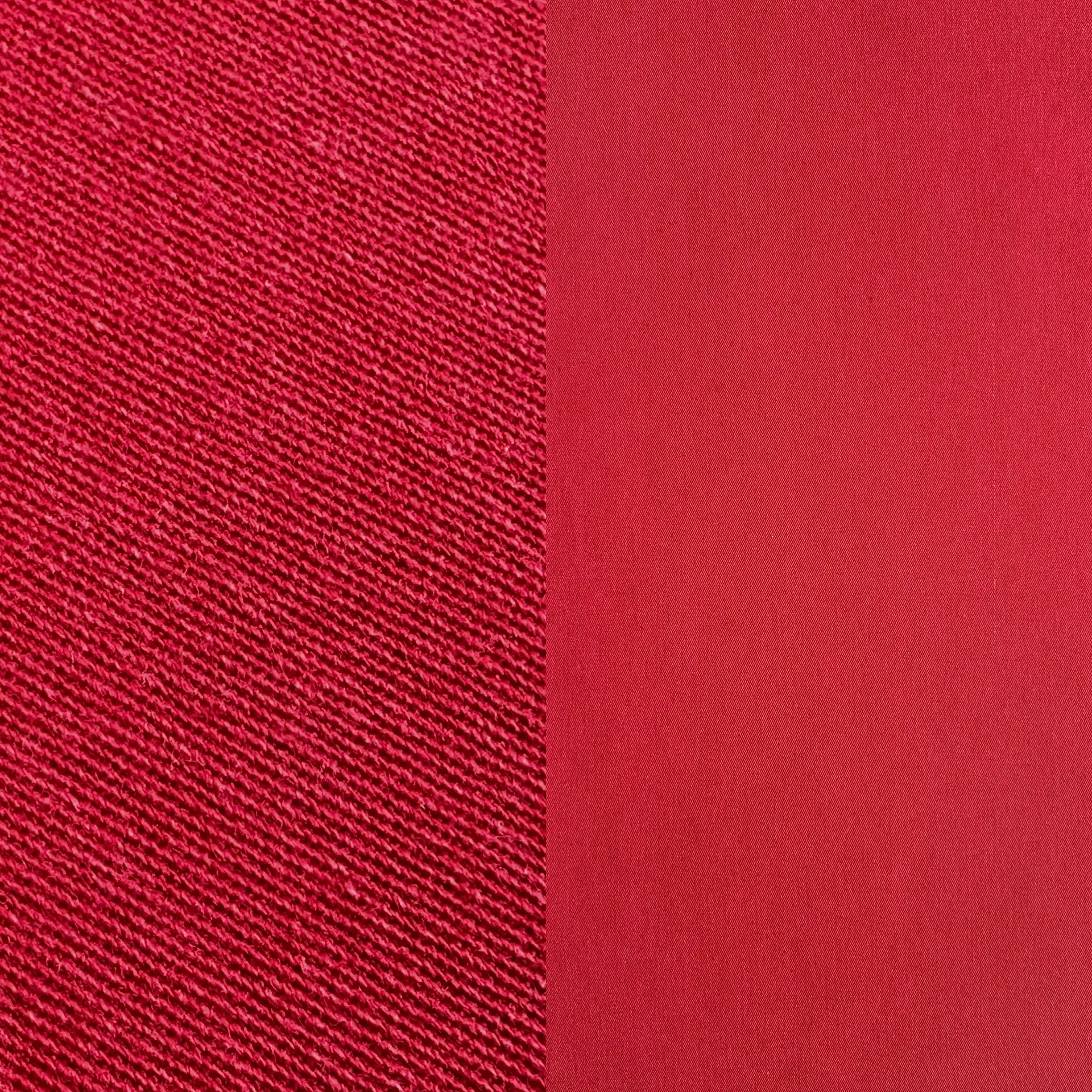 Deep red cotton tablecloth and cocktail napkin.