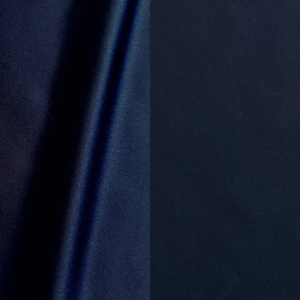 Navy Blue satin tablecloths and runners.