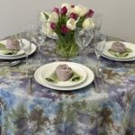 Sheer Hydrangea over Bluebell with Ballet Napkin and Meadow Cocktail Napkin