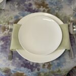 Sheer Hydrangea over Bluebell with Fern Napkin