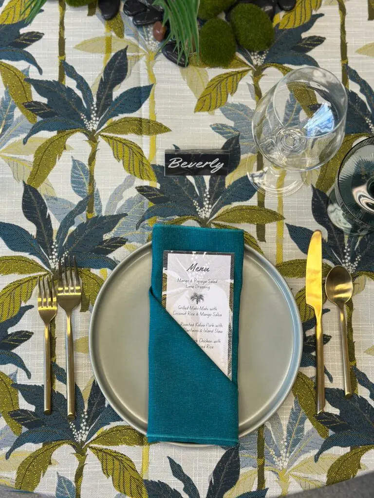 Waikiki with Teal Menu Fold Napkin