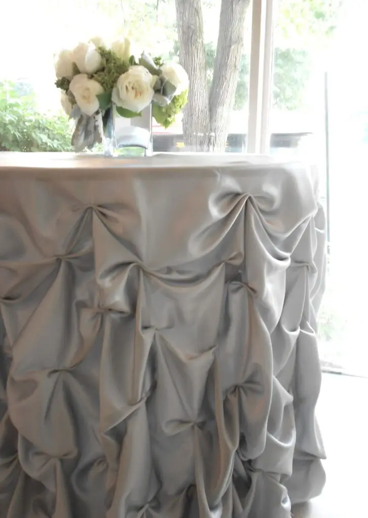 Mercury Satin Cascaded on Round Table